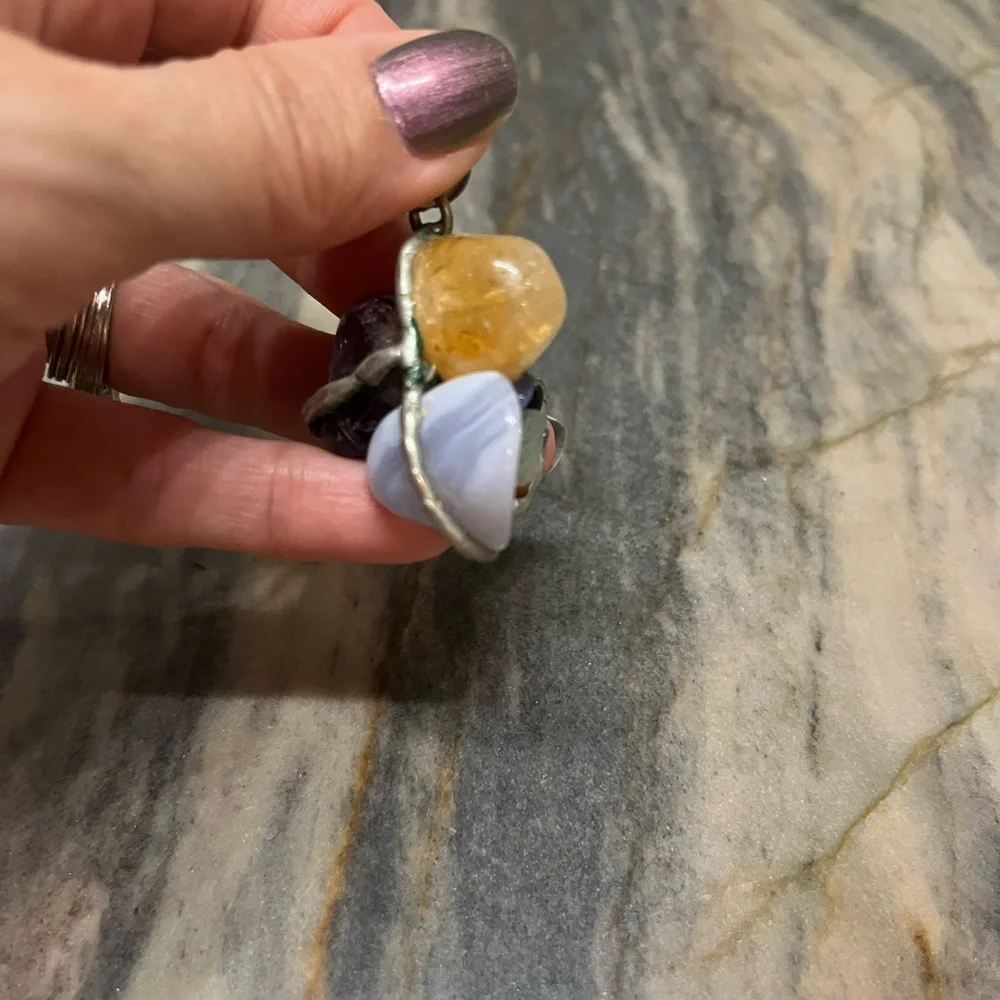 chakra amulet pendant Healing Zodiac Crystals  Approx 1.25” tall